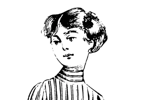 Portret Młodej Kobiety Białym Tle Ilustracja Ołówka — Zdjęcie stockowe