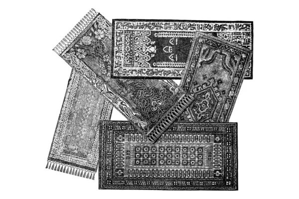 手工绘制的老式地毯草图 — 图库照片