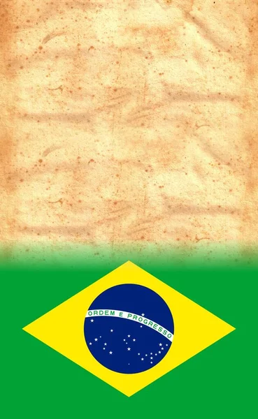 Brasilien Flagge Auf Original Vintage Pergamentpapier Mit Platz Für Ihren — Stockfoto