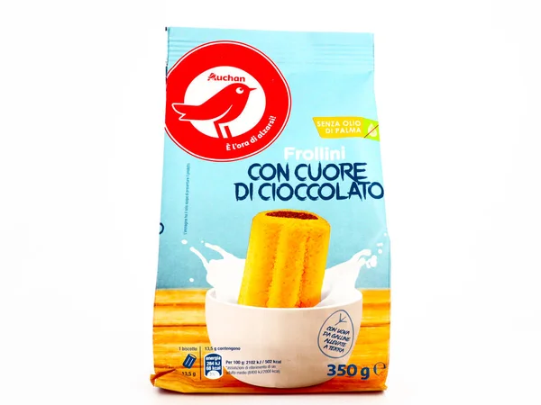 Пескара Италия Мая 2020 Года Печенье Auchan Продается Сетью Супермаркетов — стоковое фото