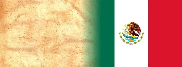 テキストやデザインのためのスペース付きのオリジナルヴィンテージパーチメント紙にメキシコ国旗 — ストック写真