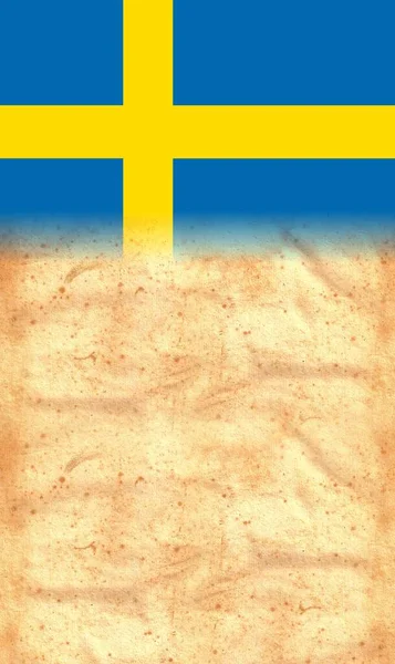 Suecia Bandera Sobre Papel Pergamino Vintage Original Con Espacio Para — Foto de Stock