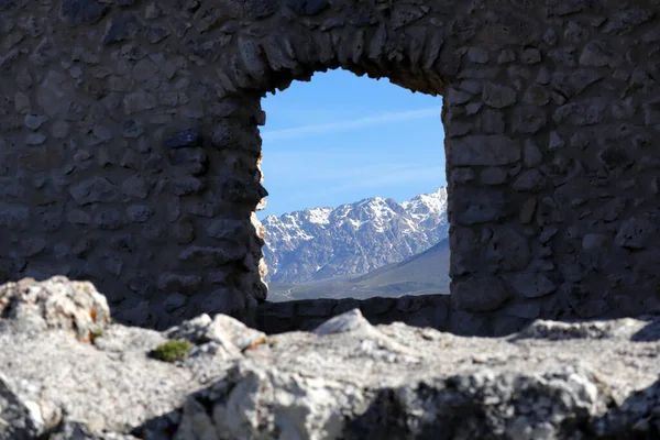 Rocca Calascio Średniowieczna Twierdza Szczycie Góry Wysokości 1512 Metrów Nad — Zdjęcie stockowe