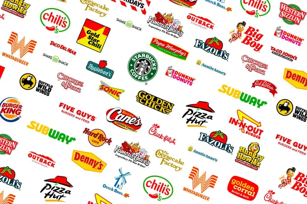 Logotype Collection Well Known World Top Companies Fast Food Restaurants — Stock Photo, Image