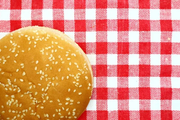 Hamburger Bun Sesame Tablecloth — Stock Photo, Image
