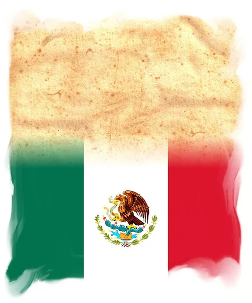 テキストやデザインのためのスペース付きのオリジナルヴィンテージパーチメント紙にメキシコ国旗 — ストック写真