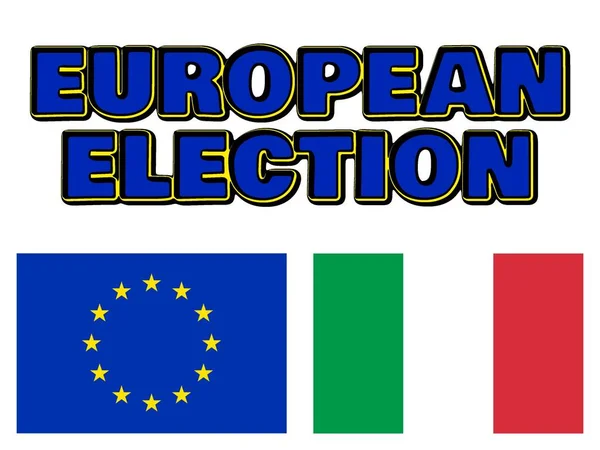 欧洲议会选举 欧洲经济共同体旗帜和意大利 — 图库照片