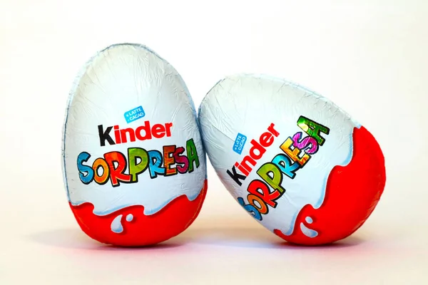 stock image Pescara, Italy  February 27, 2019: Kinder Surprise Chocolate Eggs. Kinder Surprise is a brand of products made in Italy by Ferrero