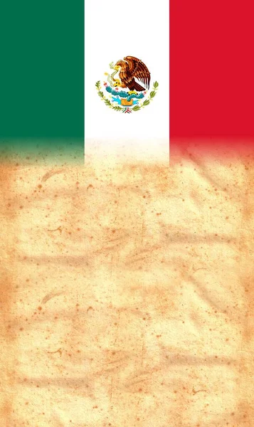 Σημαία Mexico Πρωτότυπο Vintage Χαρτί Περγαμηνής Χώρο Για Κείμενο Σχέδιό — Φωτογραφία Αρχείου