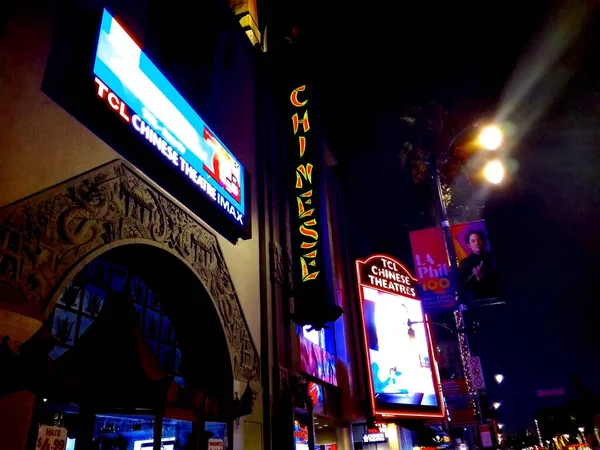 Teatr Chiński Nocą Hollywood Boulevard Hollywood Los Angeles Kalifornia — Zdjęcie stockowe