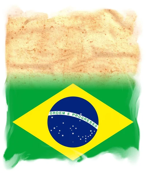 Бразилійський Прапор Пергаментному Папері Простором Вашого Тексту Дизайну — стокове фото