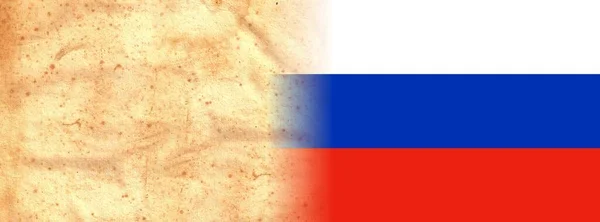 Russland Flagge Auf Original Vintage Pergamentpapier Mit Platz Für Text — Stockfoto