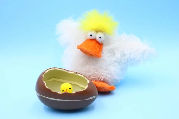 Easter Composition Goose Toy — Stock Photo, Image