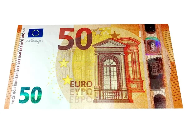 New Euro Banknote Second Series Fifty Euro Note Hologram Mythological — Stock Photo, Image