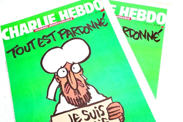Παρίσι Γαλλία Ιανουαρίου 2015 Γαλλικό Σατιρικό Εβδομαδιαίο Περιοδικό Charlie Hebdo — Φωτογραφία Αρχείου