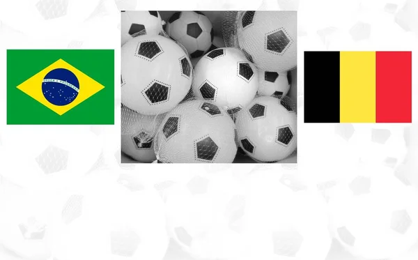 Brasil Bélgica Banderas Sobre Fondo Blanco — Foto de Stock