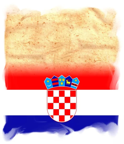 Orijinal Vintage Parşömen Kağıdına Croatia Bayrağı — Stok fotoğraf