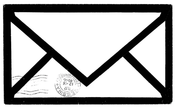 Zwart Wit Illustratie Van Enveloppe — Stockfoto