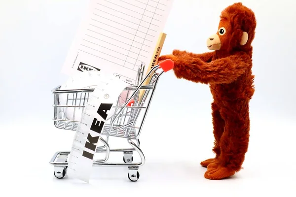 Pescara Olaszország Szeptember 2019 Ikea Orangutan Soft Toy Djungelskog Push — Stock Fotó