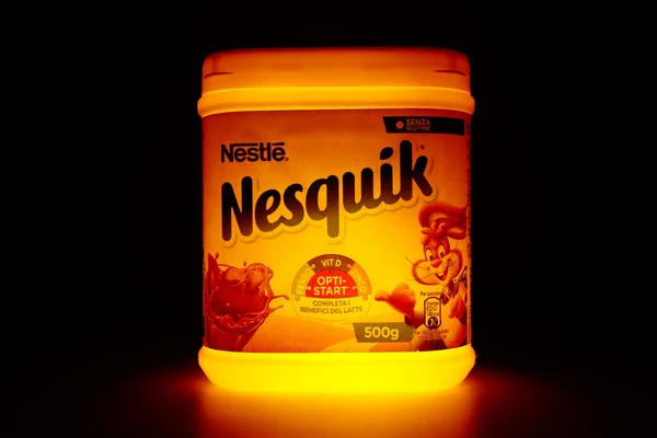 stock image Pescara, Italy - February 8, 2021: NESQUIK Chocolate Powder. Nesquik is a brand of Nestle