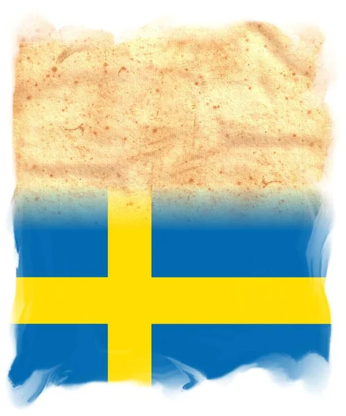 Orijinal Vintage Parşömen Kağıdının Üzerinde Sweden Bayrağı Metin Veya Tasarım — Stok fotoğraf
