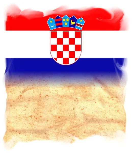 Orijinal Vintage Parşömen Kağıdına Croatia Bayrağı — Stok fotoğraf
