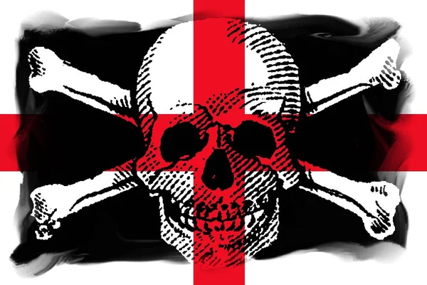 Piratenstil Skull Und Crossbones Mit England Flagge — Stockfoto