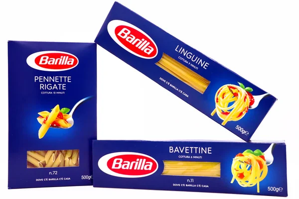 Roma, İtalya 23 Mart 2022 Pasta BARILLA. Geleneksel İtalyan Yemekleri, İtalya 'da yapılır.
