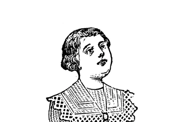 Fehér Hátterű Fiatal Portréja Ceruza Illusztráció — Stock Fotó
