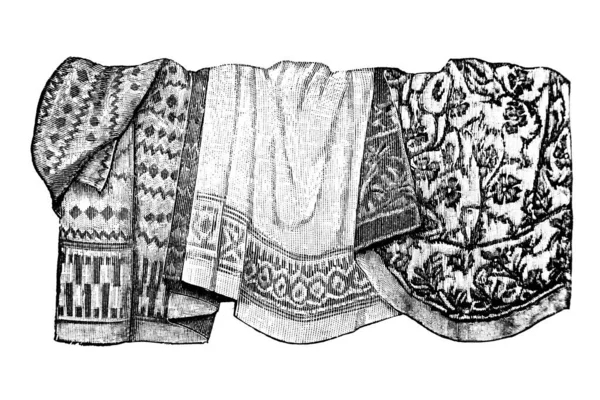 Handgetekende Schets Van Vintage Handdoeken Illustratie — Stockfoto