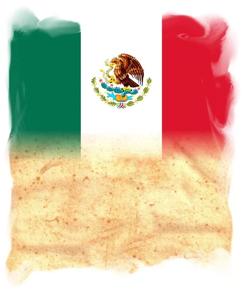 México Bandera Sobre Papel Pergamino Vintage Original Con Espacio Para —  Fotos de Stock