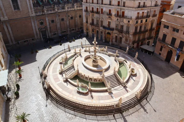 Piazza Pretoria Com Fountain Pretoria Palermo Sicília Itália — Fotografia de Stock