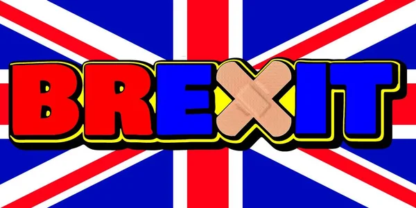 Brexit British Exit European Union Brexit Illustrerad Med Självhäftande Plåster — Stockfoto