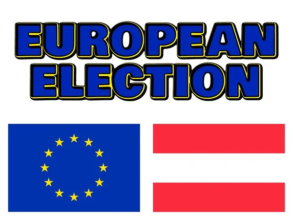 Вибори Європарламенту Прапори Європен Австрії — стокове фото