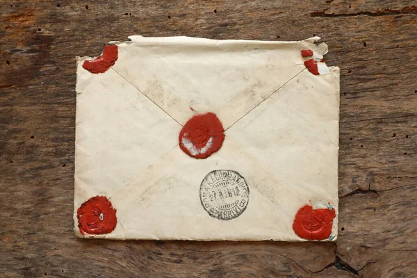 Rome Italië Maart 2022 Oude Envelop Brief Een Originele Houten — Stockfoto