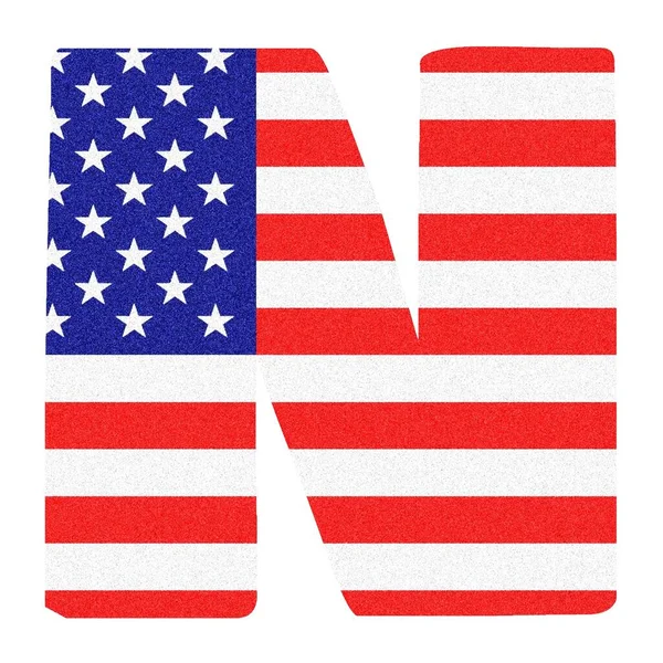 关于美国国旗风格的N字 带有黑色大理石光泽 — 图库照片