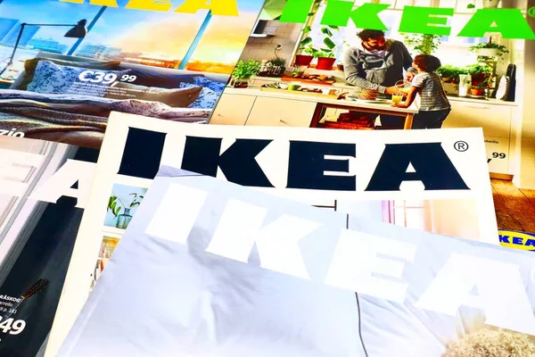 stock image Rome, Italy  September 14, 2021: IKEA digital and print Catalogs. IKEA is the world's largest furniture retailer and sells ready to assemble furniture