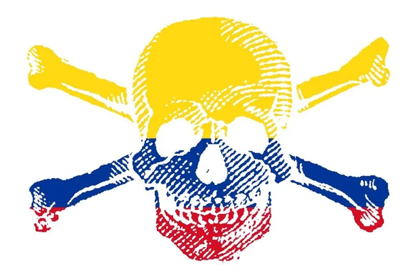 Kalózstílus Skull Crossbones Kolumbia Zászlóval — Stock Fotó