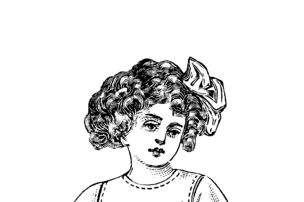 Portré Egy Fehér Hátterű Lányról Ceruza Illusztráció — Stock Fotó