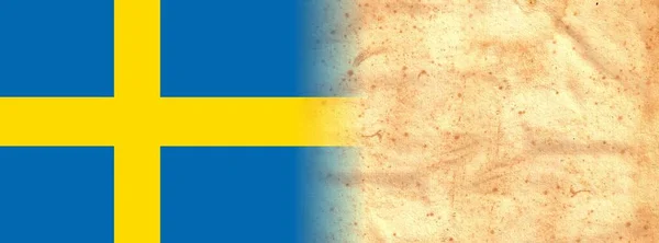 Bandiera Svezia Originale Carta Pergamena Vintage Con Spazio Tuo Testo — Foto Stock
