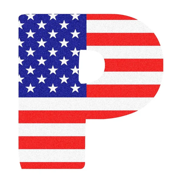 P关于美国国旗风格的信 带有黑色大理石光泽 — 图库照片