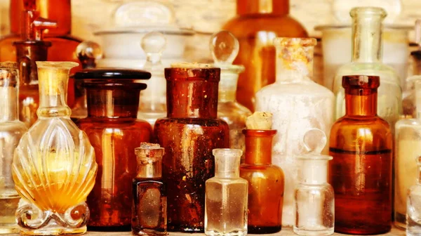 stock image antique  pharmacy, old medicines, bottles