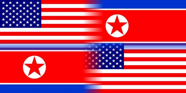 United States America North Korea Flags Concept Political Relations Two — 图库照片