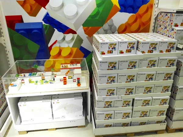 Ikea Lego Bygglek Conjunto Ladrillo Una Colaboración Entre Ikea Lego — Foto de Stock