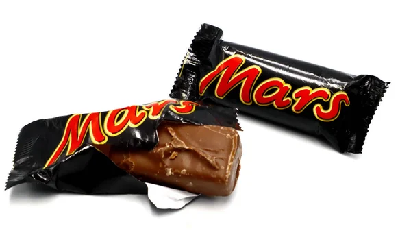 Рим Італія Листопада 2021 Шоколадний Батончик Mars Ізольований Білому Тлі — стокове фото