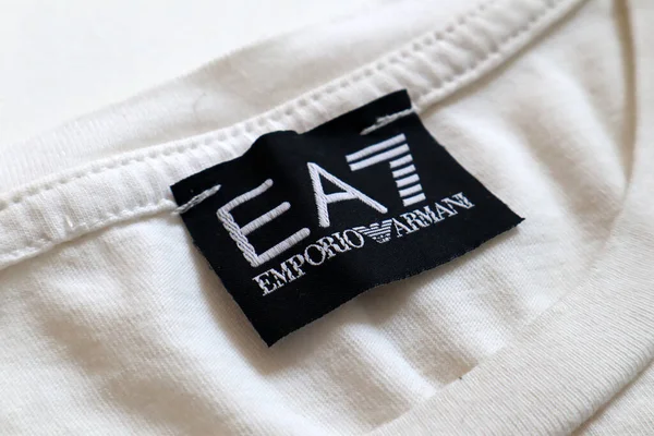 Rom Italien September 2022 Etikett Eines Ea7 Emporio Armani Hemdes — Stockfoto