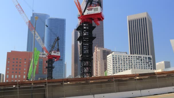 加利福尼亚州洛杉矶 2019年10月8日 在华特迪士尼音乐厅对面的街道上建造Grand混合用途的开发 位于第一街 第二街 橄榄街和大屿山 — 图库视频影像