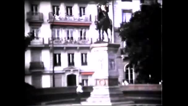 Genewa Szwajcaria 1970 Statua Generała Dufoura Rok Produkcji 1970 Vintage — Wideo stockowe