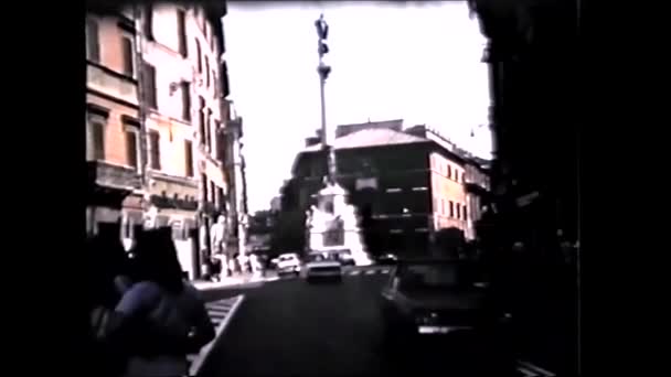 Roma Italia 1960 Columna Inmaculada Concepción Tráfico Plaza Mignanelli 1960 — Vídeos de Stock