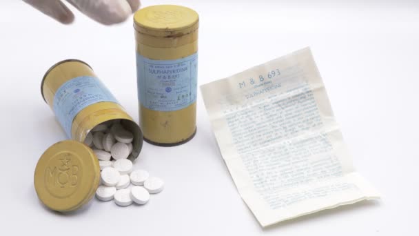Pescara Italy April 2019 1943 Vintage Medicine Sulphapyridina 693 Made — Stock Video